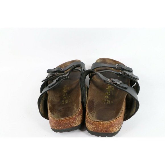 Vintage Betula Birkenstock Mens 11 Distressed Leather Buckle Sandals Black AS IS main image 6